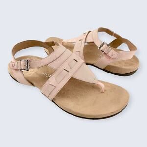 Vionic Lupe Pink Leather Hook Loop Ankle Strap Thong Post Orthopedic Sandal 11